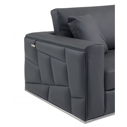 GUF 998 Right Facing Sectional Sofa - Dark Gray, Genuine Italian Leather