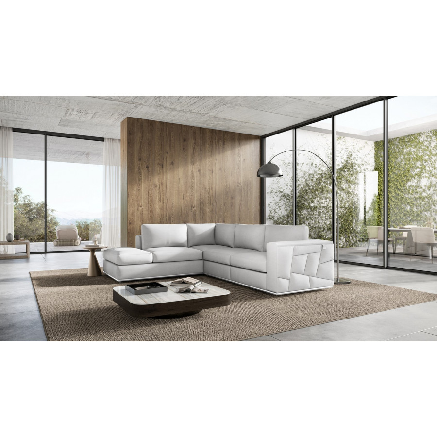 GUF 998 Left Facing Sectional - White, Genuine Italian Leather