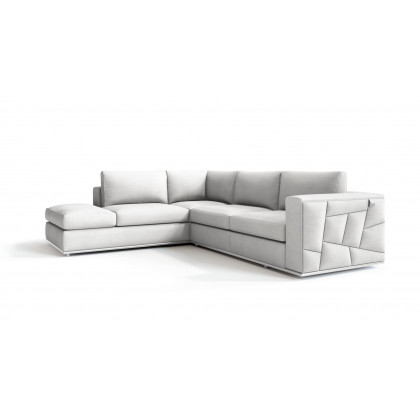 GUF 998 Left Facing Sectional - White, Genuine Italian Leather
