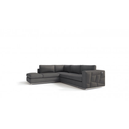 GUF 998 Left Facing Sectional - Dark Gray, Genuine Italian Leather