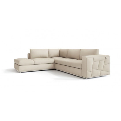 GUF 998 Left Facing Sectional - Cream, Genuine Italian Leather