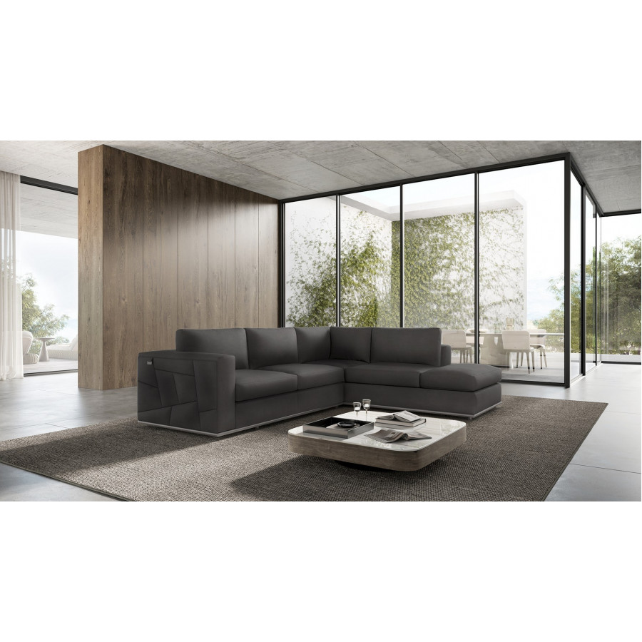 GUF 998 Right Facing Sectional Sofa - Dark Gray, Genuine Italian Leather