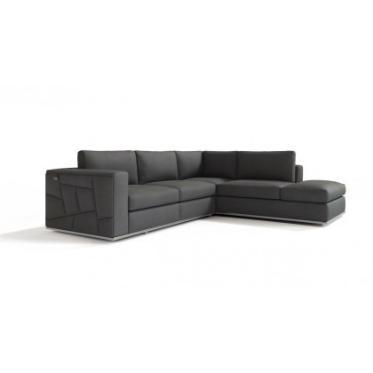 GUF 998 Right Facing Sectional Sofa - Dark Gray, Genuine Italian Leather