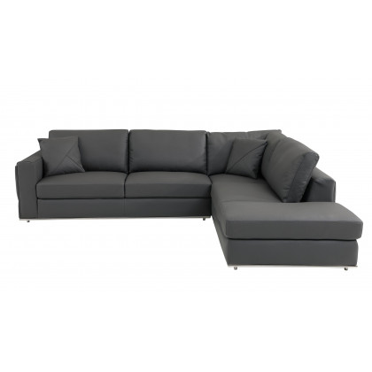 GUF 998 Right Facing Sectional Sofa - Dark Gray, Genuine Italian Leather