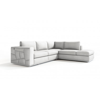 GUF 998 Right Facing Sectional Sofa - White, Genuine Italian Leather