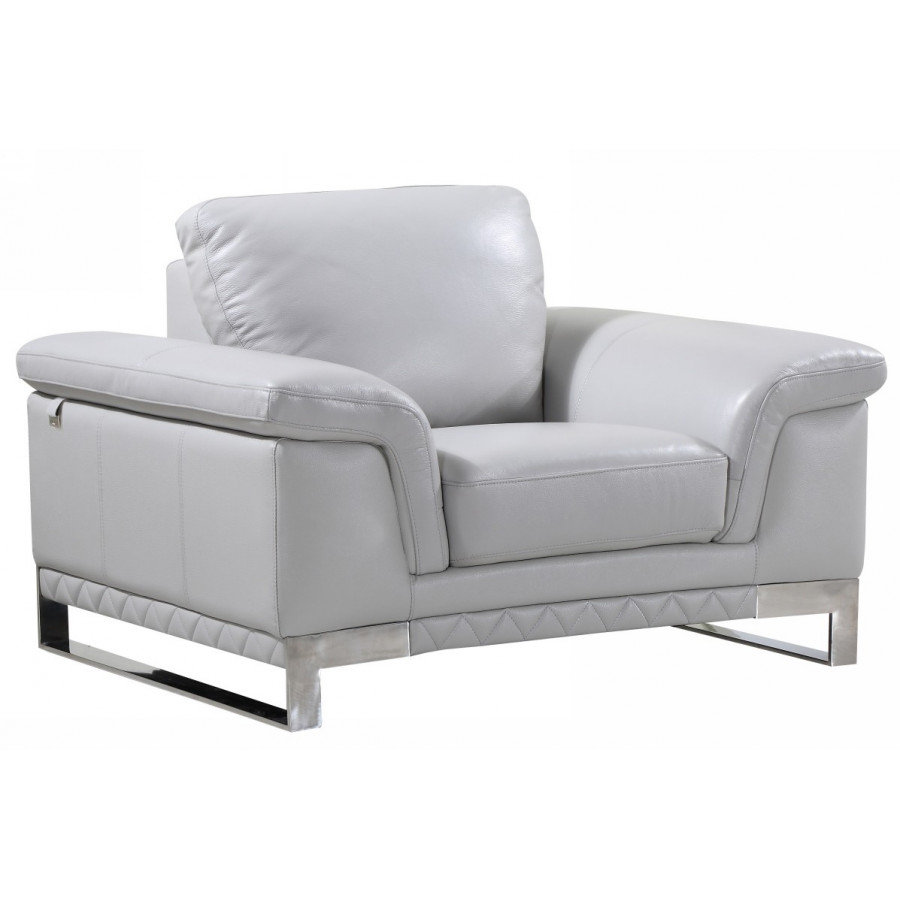 GUF 411 Armchair - Light Gray, Genuine Italian Leather