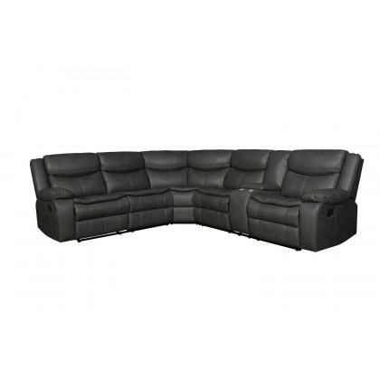 GUF 6967 Reclining Sectional - Gray, Leather Air