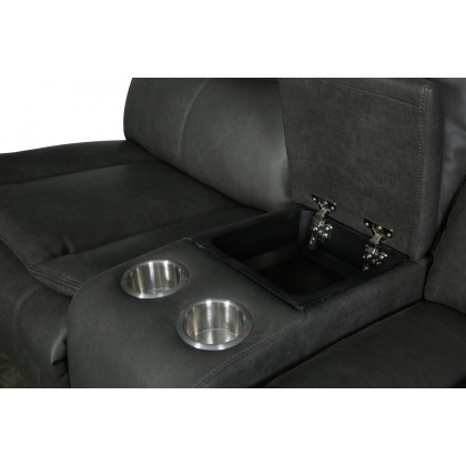 GUF 6967 Reclining Sectional - Gray, Leather Air