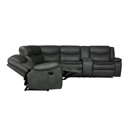 GUF 6967 Reclining Sectional - Gray, Leather Air