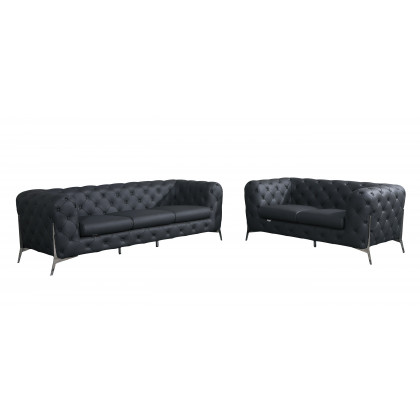 GUF 970 Sofa with Loveseat - Dark Gray, Genuine Italian Leather