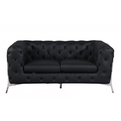 GUF 970 Sofa with Loveseat - Black, Genuine Italian Leather