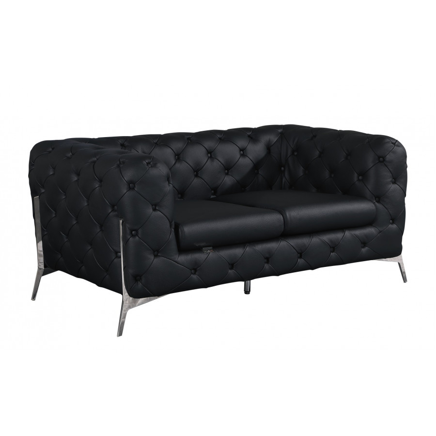 GUF 970 Loveseat - Black, Genuine Italian Leather