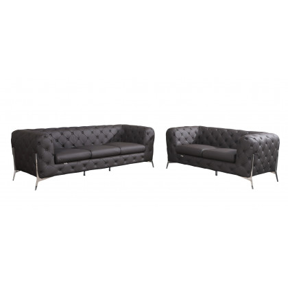 GUF 970 Sofa with Loveseat - Brown, Genuine Italian Leather