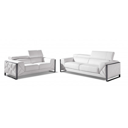 GUF 903 Sofa with Loveseat - White, Genuine Italian Leather