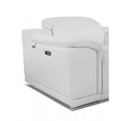 GUF 9762 Power Reclining Sofa with Loveseat - White, Genuine Italian Leather