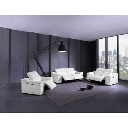 GUF 9762 Power Reclining Sofa - White, Genuine Italian Leather