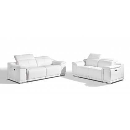 GUF 9762 Power Reclining Sofa with Loveseat - White, Genuine Italian Leather