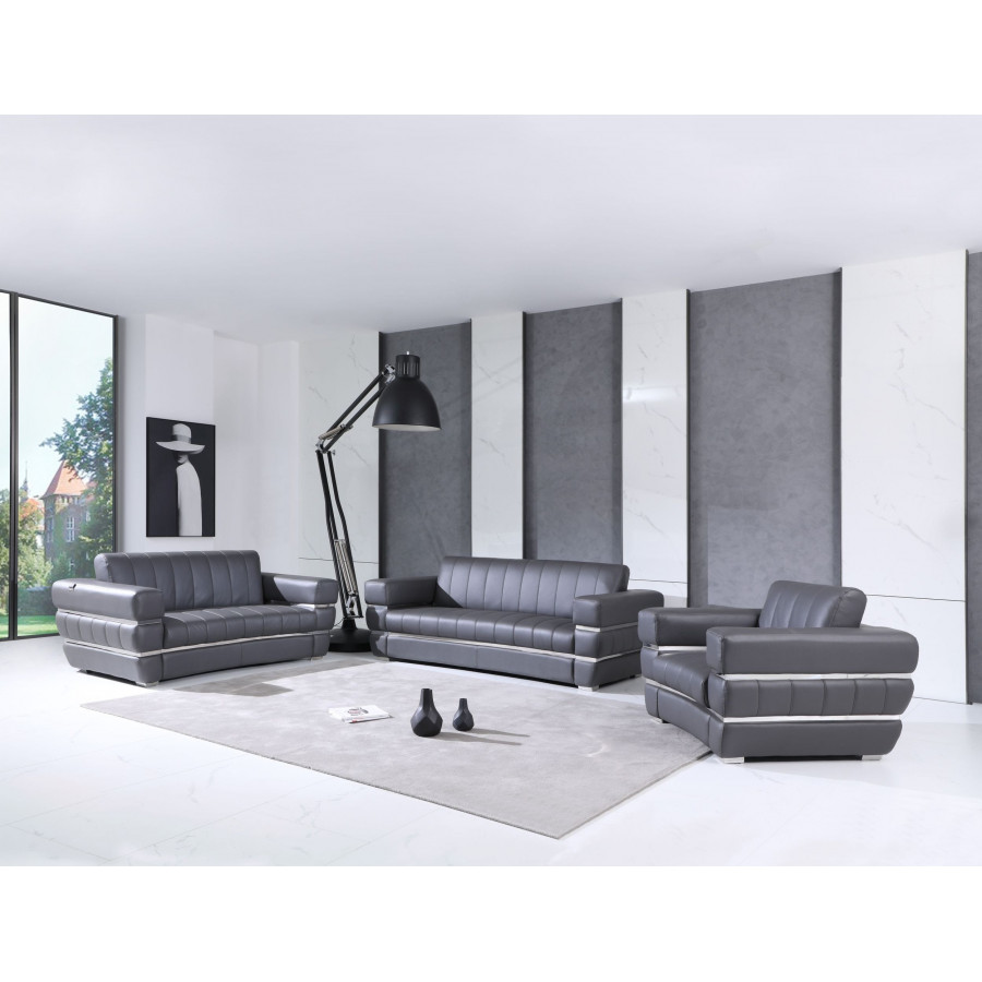 GUF 904 Sofa Set - Dark Gray, Genuine Leather