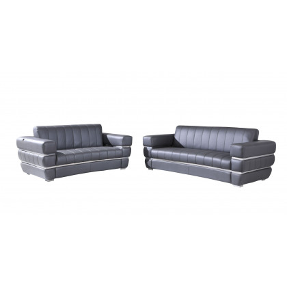 GUF 904 Sofa with Loveseat - Dark Gray, Genuine Leather