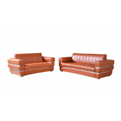 GUF 904 Sofa with Loveseat - Camel, Genuine Leather