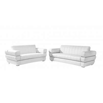 GUF 904 Sofa with Loveseat - White, Genuine Leather