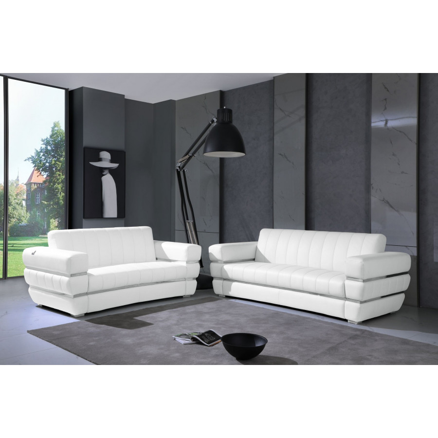 GUF 904 Sofa with Loveseat - White, Genuine Leather