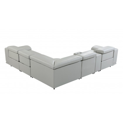 GUF 9762 3 Power Reclining 6pc Sectional with 1 Console - Gray, Genuine Italian Leather
