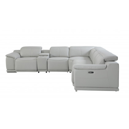 GUF 9762 3 Power Reclining 6pc Sectional with 1 Console - Gray, Genuine Italian Leather