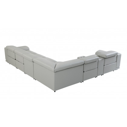 GUF 9762 4 Power Reclining 7pc Sectional with 1 Console - Gray, Genuine Italian Leather