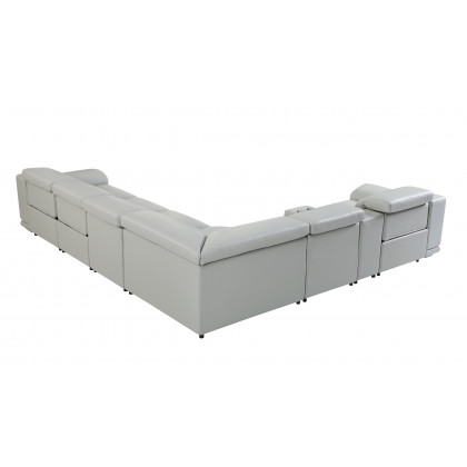 GUF 9762 3 Power Reclining 7pc Sectional with 1 Console - Gray, Genuine Italian Leather