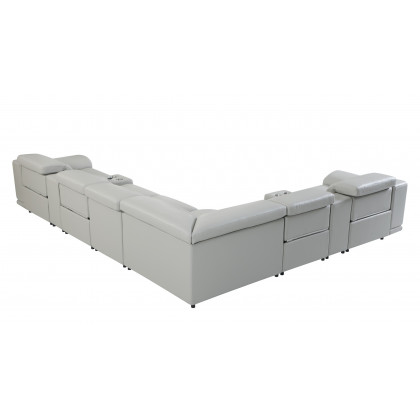 GUF 9762 4 Power Reclining 8pc Sectional with 2 Consoles - Gray, Genuine Italian Leather