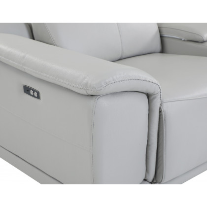 GUF 9762 3 Power Reclining 6pc Sectional with 1 Console - Gray, Genuine Italian Leather