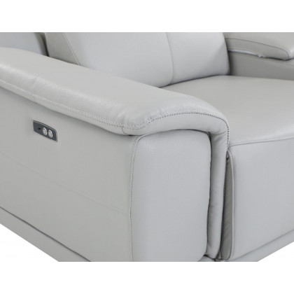 GUF 9762 3 Power Reclining 5pc Sectional - Light Gray, Genuine Italian Leather