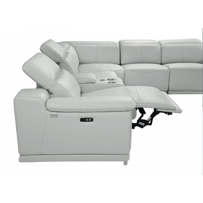 GUF 9762 3 Power Reclining 6pc Sectional with 1 Console - Gray, Genuine Italian Leather