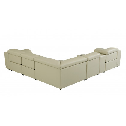 GUF 9762 3 Power Reclining 6pc Sectional with 1 Console - Beige, Genuine Italian Leather