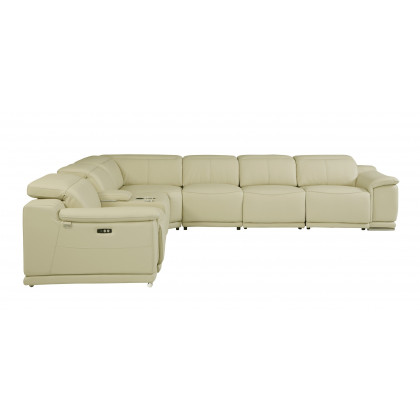 GUF 9762 4 Power Reclining 7pc Sectional with 1 Console - Beige, Genuine Italian Leather