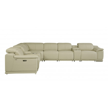 GUF 9762 4 Power Reclining 8pc Sectional with 2 Consoles - Beige, Genuine Italian Leather