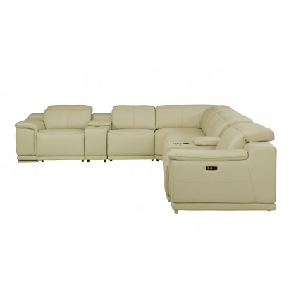 GUF 9762 4 Power Reclining 8pc Sectional with 2 Consoles - Beige, Genuine Italian Leather