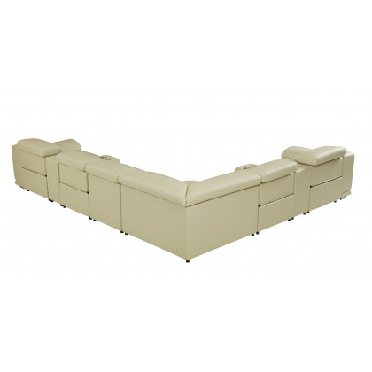 GUF 9762 4 Power Reclining 8pc Sectional with 2 Consoles - Beige, Genuine Italian Leather