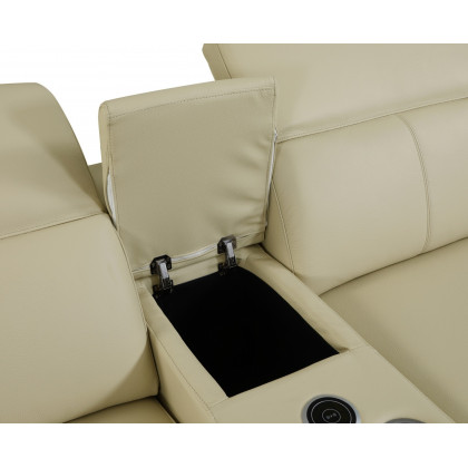 GUF 9762 3 Power Reclining 6pc Sectional with 1 Console - Beige, Genuine Italian Leather