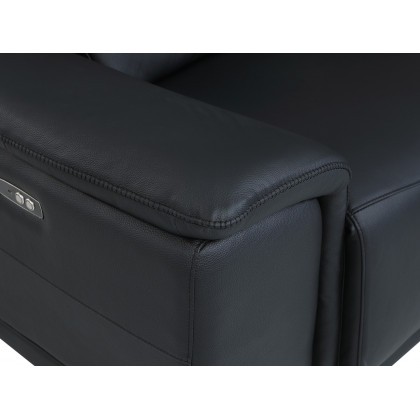 GUF 9762 3 Power Reclining 6pc Sectional with 1 Console - Black, Genuine Italian Leather