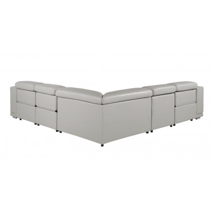 GUF 9762 3 Power Reclining 5pc Sectional - Light Gray, Genuine Italian Leather