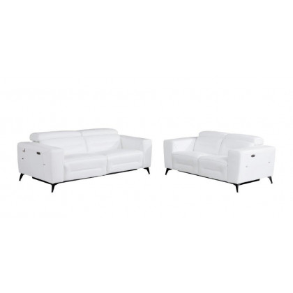 GUF 989 Power Reclining Sofa with Loveseat - White, Genuine Italian Leather