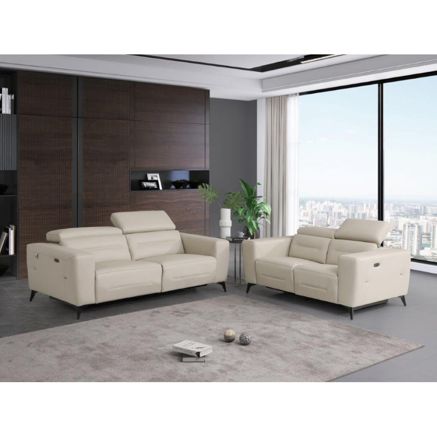 GUF 989 Reclining Sofa with Loveseat - Beige, Genuine Italian Leather