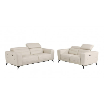 GUF 989 Reclining Sofa with Loveseat - Beige, Genuine Italian Leather
