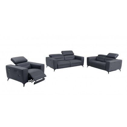 GUF 989 Power Reclining Sofa Set - Dark Gray, Leather