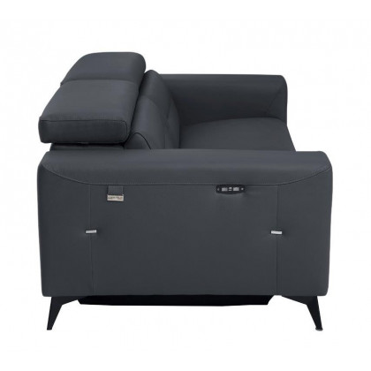 GUF 989 Reclining Sofa with Loveseat - Dark Gray, Leather
