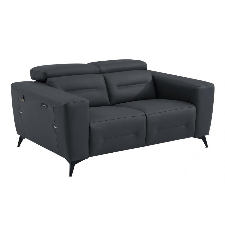 GUF 989 Power Reclining Loveseat - Dark Gray, Leather