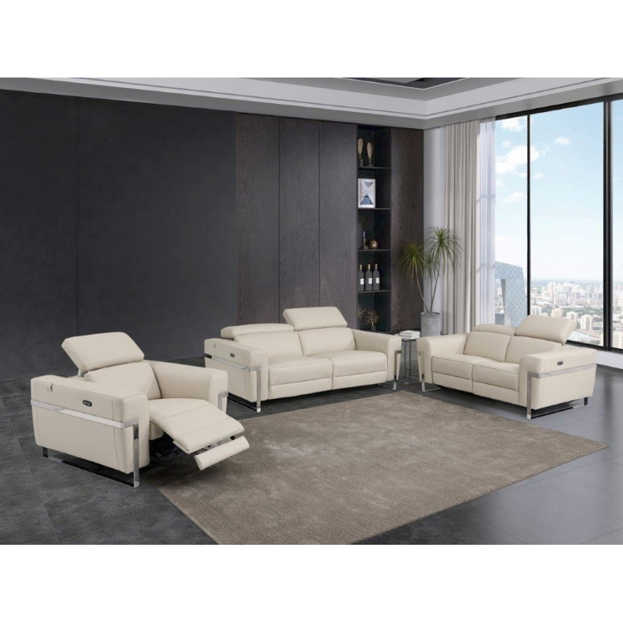 GUF 990 Power Reclining Sofa Set - Beige, Genuine Italian Leather