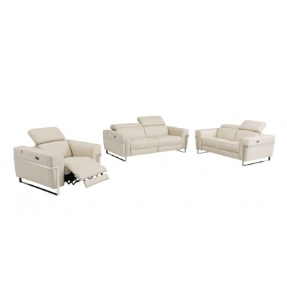 GUF 990 Power Reclining Sofa Set - Beige, Genuine Italian Leather